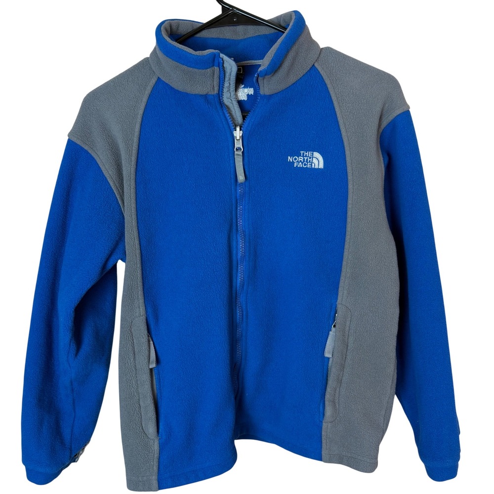 The North Face Kids Fleece Jacket Blue Gray Full Zip Outdoors‎ Med-Large